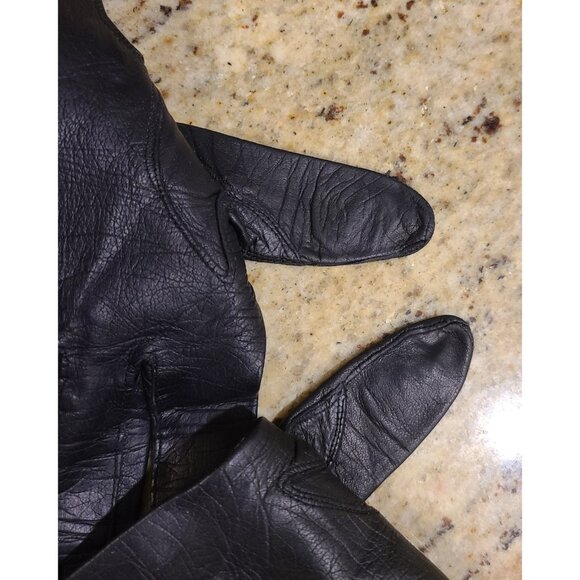 Vintage Womens Size S Black Leather Formal 7.5" Short Gloves - Picture 9 of 16